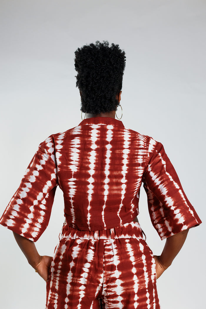 Cropped Resort Shirt - Deep Red