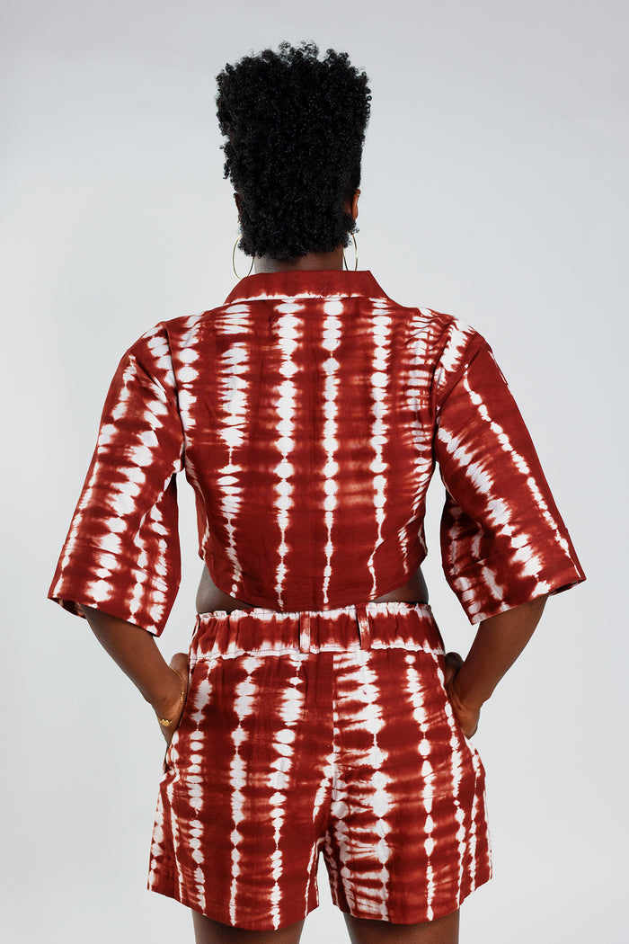 Cropped Resort Shirt - Deep Red