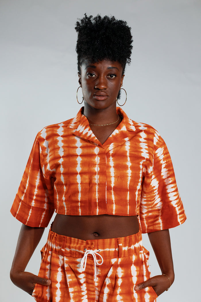 Cropped Resort Shirt - Orange