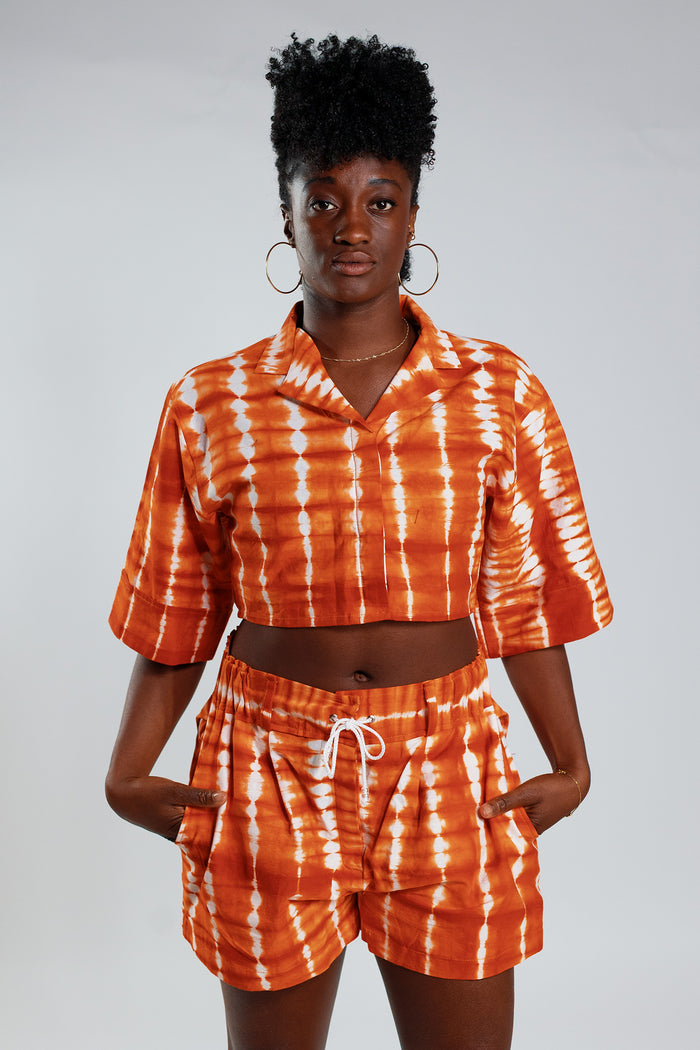 Cropped Resort Shirt - Orange
