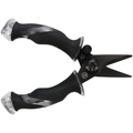 Cuda 5.25" Titanium Mini Snips - Mark Zona Series with black ergonomic textured handles featuring a scale pattern and sharp titanium blades designed for precise fishing tackle cutting.