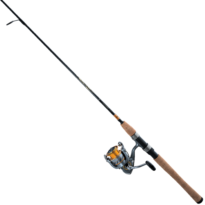 Daiwa Crossfire LT G Spinning Combo fishing rod and reel with sleek black design and cork grip handle, ideal for freshwater fishing and fishing tackle enthusiasts.