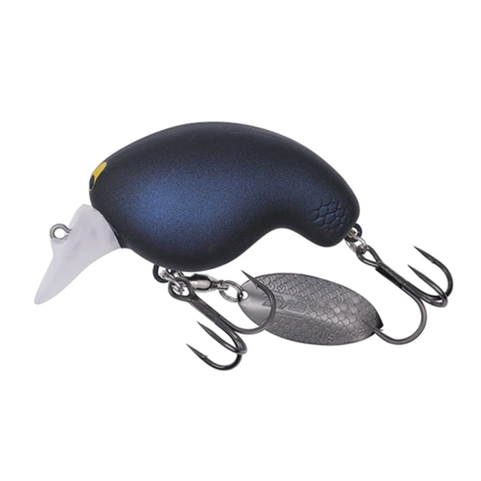 Daiwa Mr. Fortune black musky fishing lure with clear diving bill dual treble hooks and realistic scale detail for freshwater fishing tackle