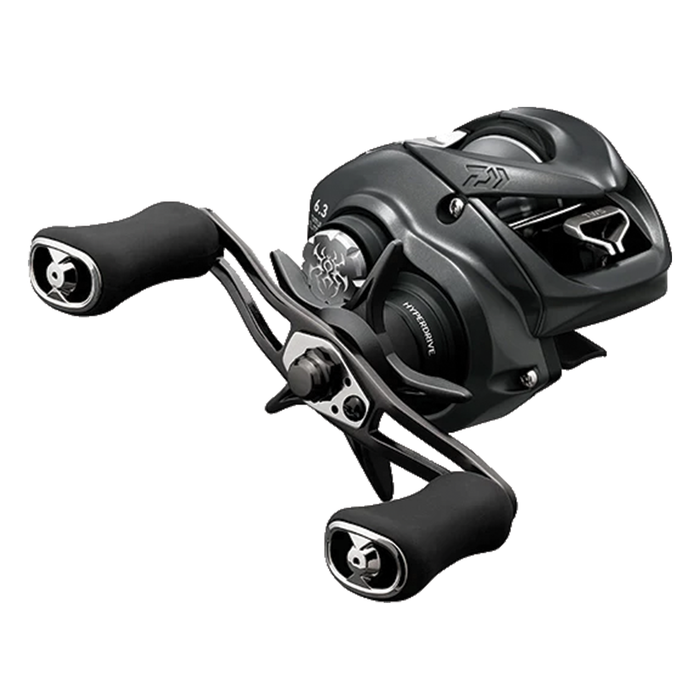 Daiwa Tatula Elite 100 (NEW 2026) black baitcasting fishing reel with ergonomic dual handles, precision drag system, and compact design for smooth casting and control.