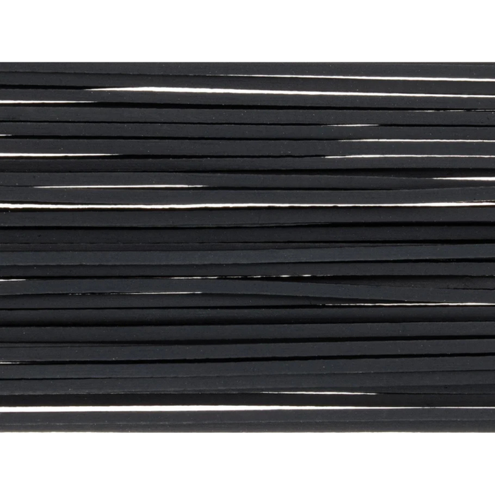 Decoy SR1 Fine Silicone Rubber Skirting Material shown as black strips for crafting fishing lures and customizing musky tackle