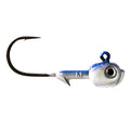 Dirty Jigs Tungsten HD Guppy Head fishing lure with a sharp hook, metallic blue and silver finish, and realistic eye detail designed for effective fishing tackle use.