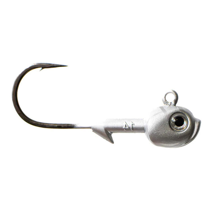 Dirty Jigs Tungsten HD Guppy Head fishing lure with a metallic silver finish, detailed eye, and sharp single hook designed for effective fishing tackle.