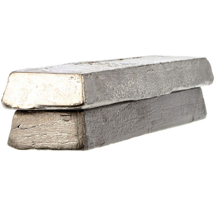 Two rectangular silver-colored metal bars stacked, representing the Do-it Molds Lead Ingot used for fishing tackle and custom rod building.