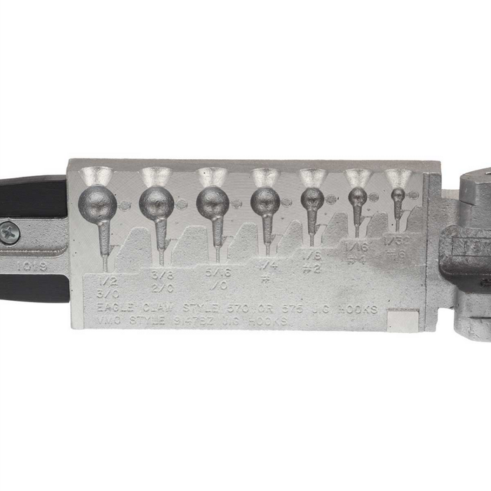 Do-it Molds Round Head Jig Mold showing a metal mold with multiple round head jig shapes in varying sizes designed for making fishing tackle lures.