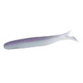 DRT Cramp Shad 4.5" soft plastic fishing lure with ribbed body and paddle tail in translucent purple and white, designed for effective movement in freshwater fishing tackle.