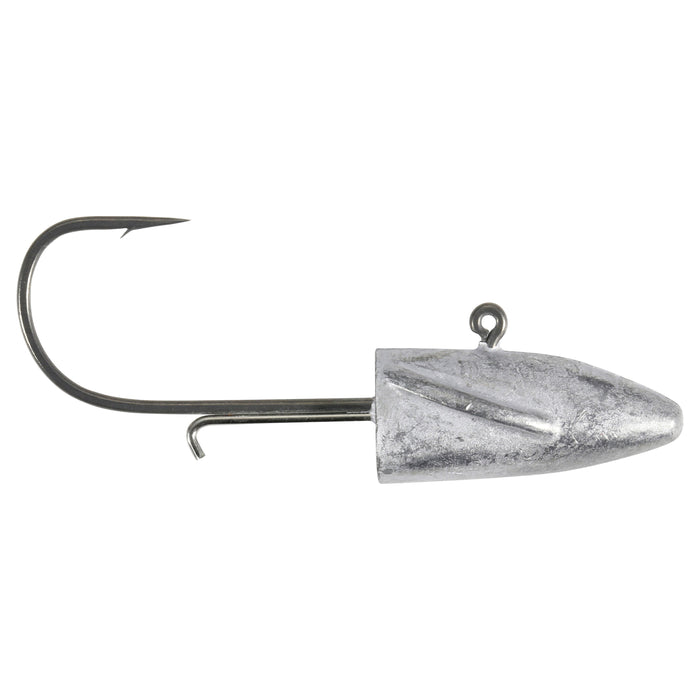 Duo Realis Bayruf BR Head is a silver metallic fishing lure head with a sharp single hook and a small loop for attaching fishing tackle.