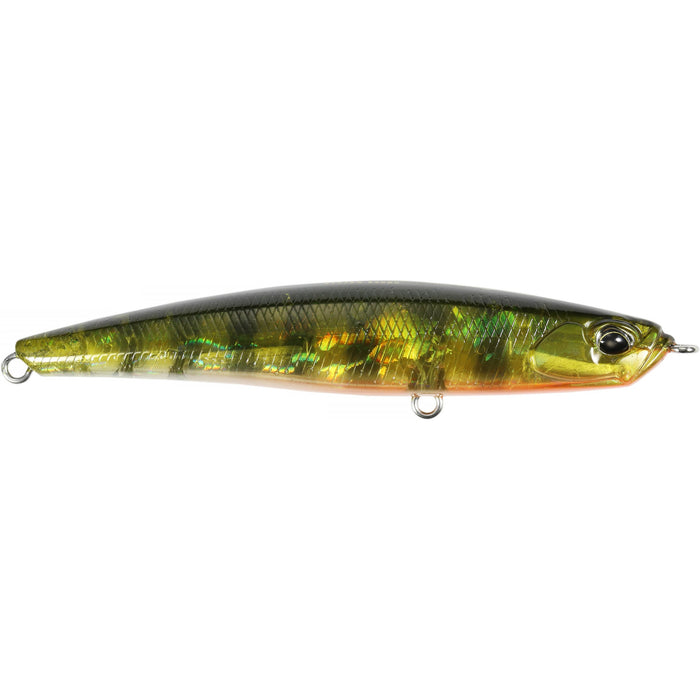Duo Realis Bayruf Seek 85S fishing lure with realistic green and gold fish scale pattern, designed for musky and freshwater fishing tackle.