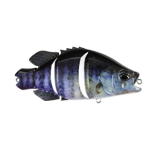 Duo Realis Snappy Crappie Swimbait in blue and black with segmented body and lifelike design for effective fishing tackle use.