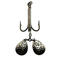 DW 6/0 Double Bladed Teaser Hook-#4 Colorado with a treble hook and two hammered Colorado blades for musky fishing tackle