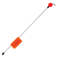 Eagle Claw Quick-Change Titanium Spring Bobber featuring a thin titanium wire stem, bright orange cylindrical float, and a red spherical top for clear visibility in fishing tackle.