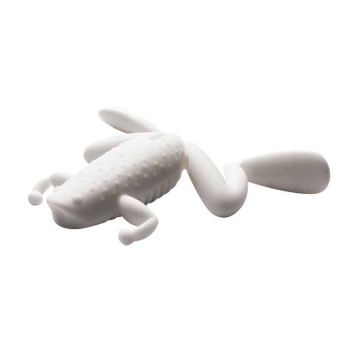 White soft plastic fishing lure shaped like a frog with textured body and flexible legs, designed for use as Engine Bousougaeru Muscle fishing tackle.