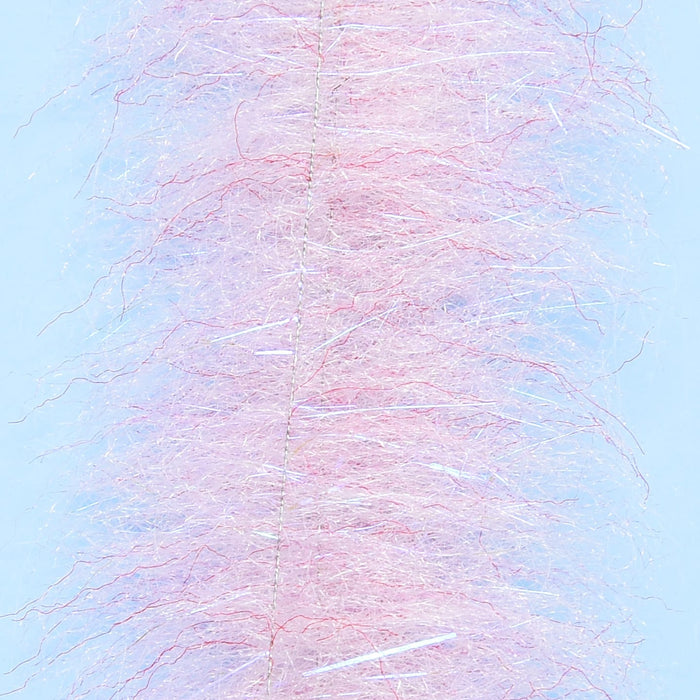 Enrico Puglisi Shrimp Dub Brush 2 Pack showing detailed translucent pink synthetic fibers designed for creating lifelike fishing lures in fishing tackle.