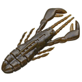 Evergreen CM-3 Claw Motion fishing lure designed to mimic a crawfish with detailed brown segmented body and claw appendages for realistic movement in fishing tackle.