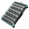 Evolution Outdoor BallistiX 3.7 Tackle Tray with clear lid and adjustable compartments designed for organizing fishing tackle and lures efficiently.