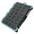 Evolution Outdoor BallistiX Terminal Tray featuring a transparent lid with multiple small compartments for organized fishing tackle storage, designed for durability and easy access.