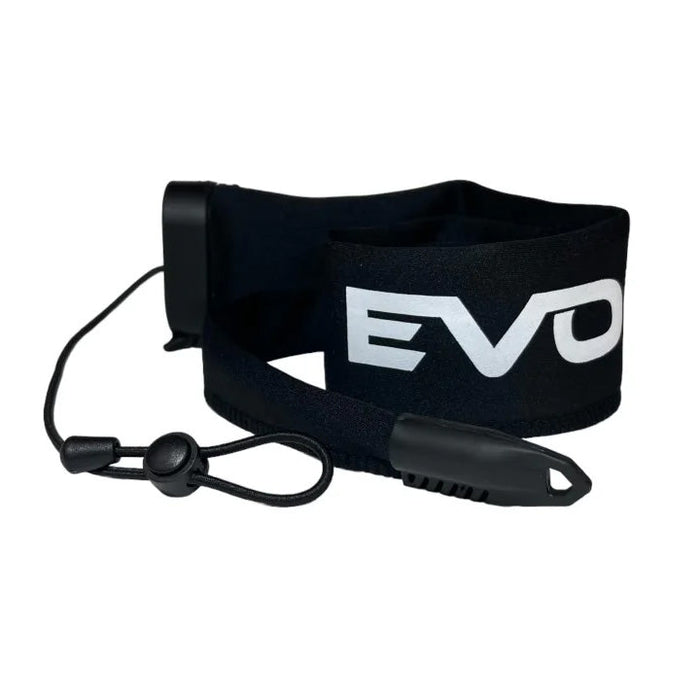 EVOLV Fishing Tournament Edition Spinning Rod Sleeve in black with white lettering, featuring adjustable strap and secure locking mechanism for fishing rods and reels protection.
