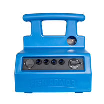 Blue Fish Armor Pro Lite fishing tackle storage box with ergonomic handle and secure latches designed for durability and convenience in outdoor fishing activities.