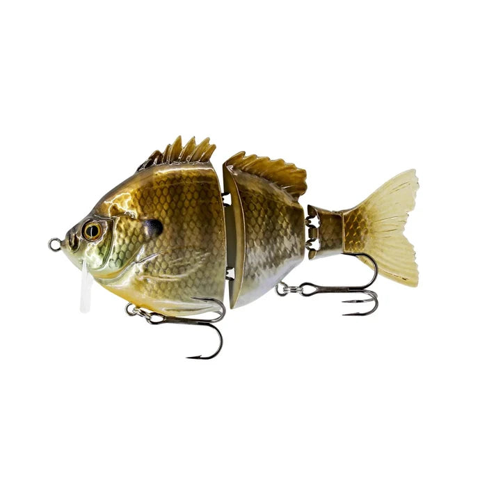 FishLab Bio-Gill Wake Bait Pro segmented bluegill fishing lure with lifelike scales pale tail and treble hooks for musky fishing tackle