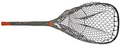 Fishpond Nomad El Jefe Net 2.0 fly fishing net with a long dark handle orange accents and a wide rubber landing basket on a white background