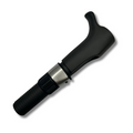 Fuji PSSM20 Palm Reel Seat in black with ergonomic design, featuring a ribbed grip and metal locking ring, ideal for custom fishing rods and tackle.