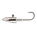 Fujiwara Mugen Head Short Shank fishing lure head featuring a sleek, metallic silver design with a sharp, curved hook ideal for musky fishing tackle.