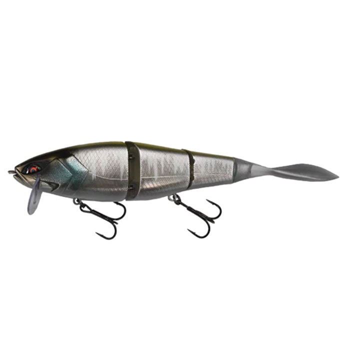 Galápagos Grace 210L multi-jointed fishing lure with realistic fish scale pattern, segmented body, soft tail, and dual treble hooks for effective fishing tackle.