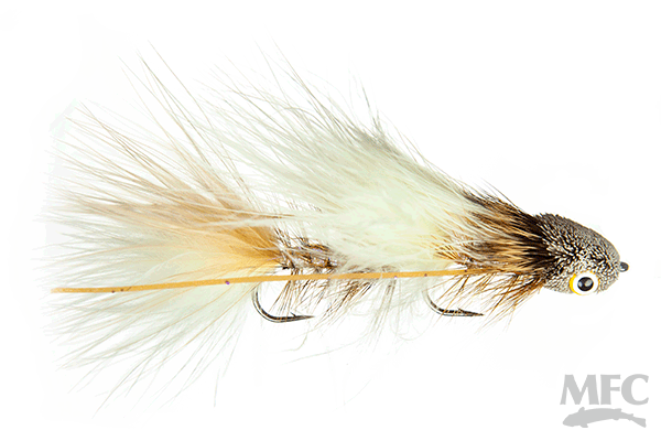 Galloup's Mini Dungeon #6 fishing lure with detailed natural-colored feathers and a realistic eye, designed for effective fly fishing and musky tackle.