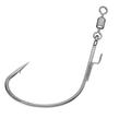 Gamakatsu G-Finesse Cover Neko Hooks in silver metal with a sharp curved point, equipped with a swivel and keeper for secure fishing tackle and lure attachment.