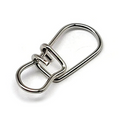 Close-up of a shiny metal Gamakatsu G-Finesse Tournament Snap fishing tackle accessory used for securely attaching lures or hooks during fishing.