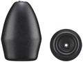 Gamakatsu G-Shield Tungsten Flip Sinker shown from side and top views, featuring a sleek black finish and a small attachment hole for fishing tackle use.