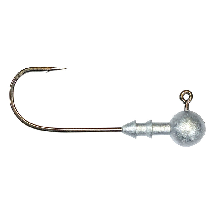 Gamakatsu Horizon Head Jig Head featuring a sharp fishing hook with a rounded weighted head and an eyelet for attaching fishing tackle, designed for improved casting and lure presentation.