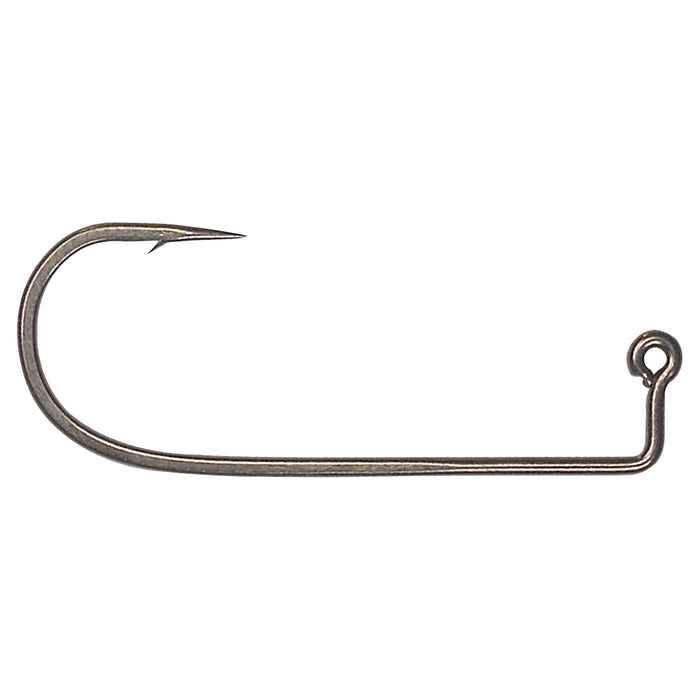 Gamakatsu Nano Alpha 90 Degree Round Bend Heavy Wire Hook 25pk shown as a single heavy-duty fishing hook with a sharp point, round bend, and an eyelet for attaching to fishing tackle.
