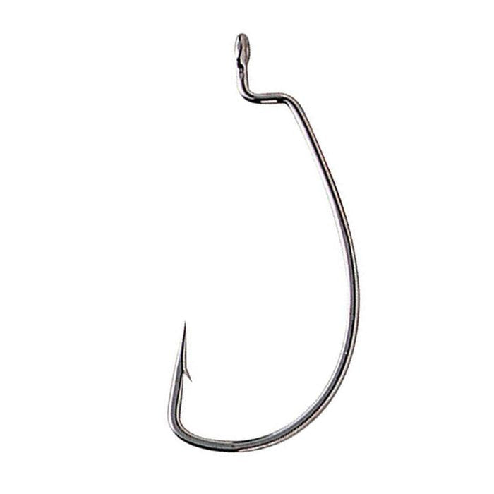 Gamakatsu Offset EWG Hook 25pk showing a single sharp wide gap fishing hook with an offset eye, designed for securely rigging lures in fishing tackle and rods.
