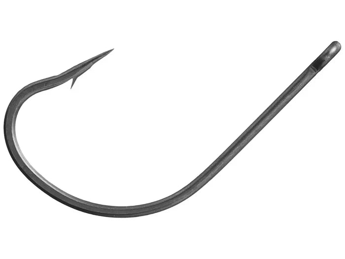 Close-up view of a single Gamakatsu Super Tuned TGW Drop Shot fishing hook with a sharp point, barb, and straight shank designed for precise fishing tackle application.