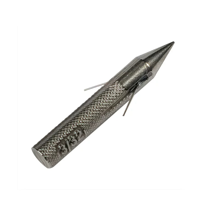 Gamakatsu TG Trigger Nail Weight featuring a textured metal body with two thin pins and a pointed tip, designed for precise fishing tackle applications.