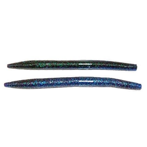 Gambler Lures 6'' Fat Ace Stick Bait in dark blue and green glitter colors, soft flexible fishing lures designed for effective fishing tackle use.
