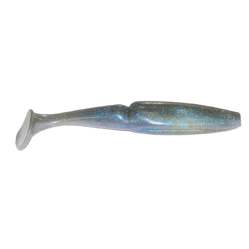 Gambler Lures Big EZ Swimbait in subtle blue-gray with glitter accents, designed for lifelike movement in water, ideal for fishing tackle enthusiasts.