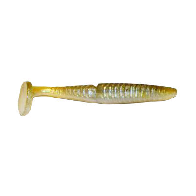 Gambler Lures EZ Vibez Swimbait in translucent greenish-yellow with ribbed body and paddle tail designed for lifelike movement in fishing tackle.