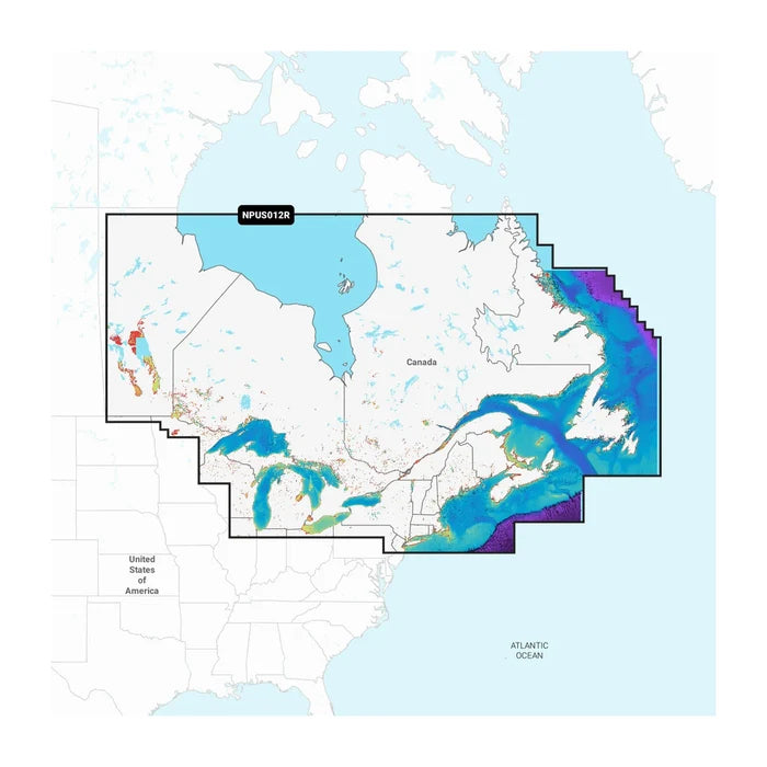 Simulated alt text for Garmin Canada, East & Great Lakes - Lakes, Rivers and Coastal Marine Charts  SKU:010-C1466-40 for thorne-bros-custom-rod-tackle.myshopify.com. You are an expert SEO agent. You will generate an ALT text for this image. <Store_Context> Business Details: - Premier Midwest shop specializing in musky tackle...