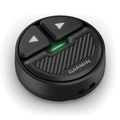 Garmin Gesture Remote (For Spy Pole) 010-13404-10 shown as a compact, round black wireless control device with two triangular buttons and a green indicator light, designed for marine electronics and fishing tackle use.