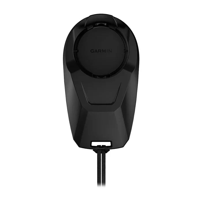 Black Garmin Gesture Remote Mount Kit 010-13404-11 with rounded top and adjustable mounting base designed for easy attachment of remote control to fishing gear or marine electronics.