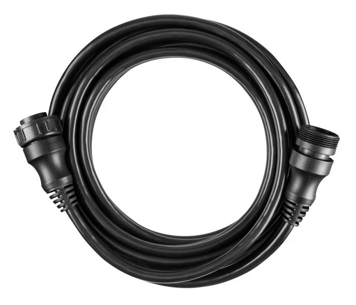 Garmin LiveScope Transducer (3ft) Extension Cable 010-13350-01, black durable cable with circular connectors on both ends for marine electronics and fishing tackle setup.