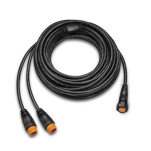 Garmin transducer y cable Left and Right 10m/32ft PN:010-12225-00 featuring durable black cable with waterproof connectors for marine electronics and fishing tackle use.
