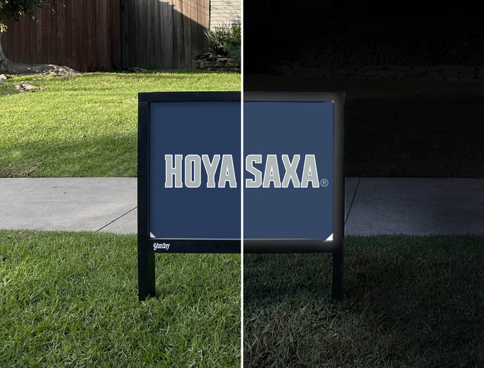 Georgetown University Hoya Saxa Blue Yardsy Sign - Day Night
