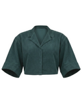 Green Rib Cropped Resort Shirt – Front view